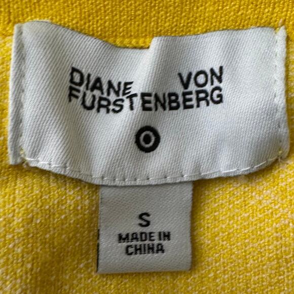 Diane Von Furstenberg DVF Target Yellow Gingko Halter Tie Knit Midi Dress S - Picture 10 of 10